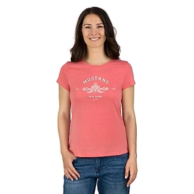 Abbildung von Mustang Alexia C LOGO Tshirt print coral, Damen, Größe: Small, Coral
