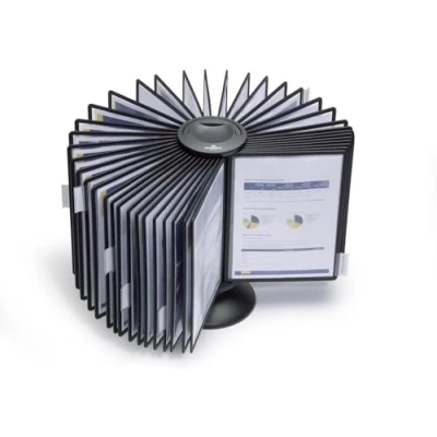 Abbildung von Durable Sichttafeldrehständer Sherpa Display System carousel 40, mit 40 schwarzen Sichttafeln A4, schwarz, 563301