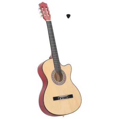 Abbildung von vidaXL Lindenholz Western Akustik Cutaway Gitarre mit 6 Saiten Westerngitarre Akustikgitarre Konzertgitarre Saiteninstrument Musikinstrument 38&quot;