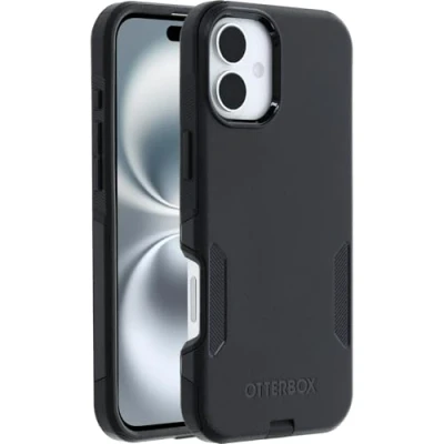 Abbildung von OtterBox Commuter Series MagSafe Hülle für iPhone 16 Plus, sturzsicher, schützende Hülle, 3X getestet nach Militärstandard, Schwarz
