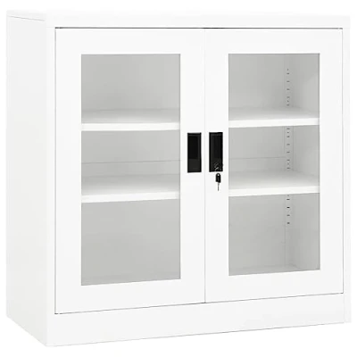 Abbildung von vidaXL Büroschrank Aktenschrank Metallschrank Universalschrank Stahlschrank Aufbewahrungsschrank Büromöbel Schrank Lagerschrank Weiß 90x40x90cm Stahl