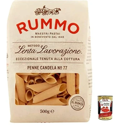 Abbildung von 5x Rummo Penne candela N. 77 Hartweizengrieß Pasta Italienische Nudeln 500g Packung + Italian Gourmet Polpa di Pomodoro 400g Dose