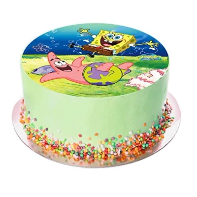 Abbildung von Kardasis Spongebob Tortenaufleger Essbarer Aufleger für Torten und Kuchen Tortendekoration den Themengeburtstag 20cm