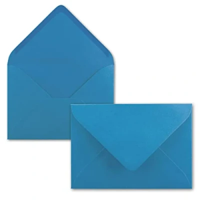 Abbildung von Briefumschläge in Azur Blau 50 Stück DIN C5 Kuverts 22,0 x 15,4 cm Nassklebung ohne Fenster Weihnachten, Grußkarten Serie FarbenFroh