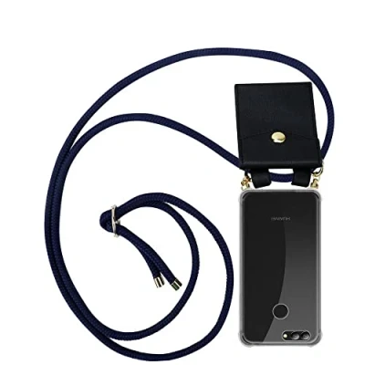 Abbildung von Cadorabo Handykette kompatibel mit Huawei NOVA 2 Schutzhülle TPU Silikon Case Necklace Design Slim Kratzfest Kordel Band Etui Rundumschutz Hülle für in Blau