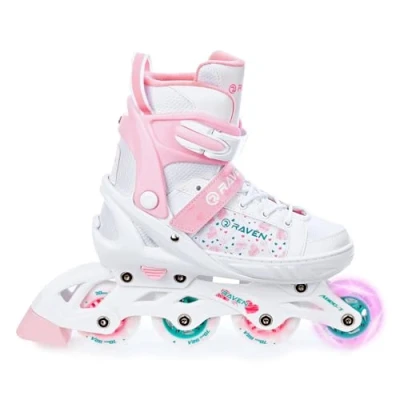 Abbildung von Verstellbares Rollerblade LED Rad Rosi Weiß/Rosa