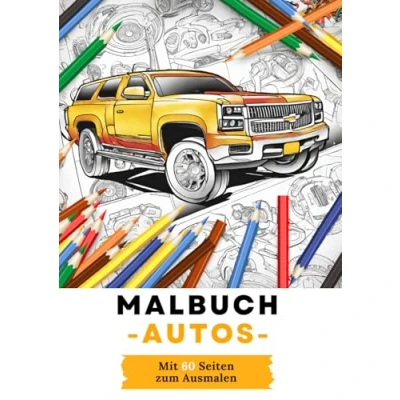 Abbildung von Malbuch Autos mit 60 Seiten zum Ausmalen: