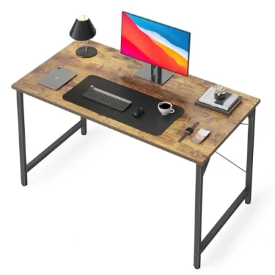 Abbildung von CubiCubi Schreibtisch Kleiner Tisch Computertisch, 100 x 48 75 cm Home Office Schreibtisch, Moderner Schlichter Stil PC für Zuhause, Büro, Studium, Schreiben, Vintage, Braun