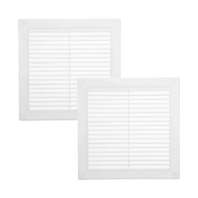 Abbildung von Vent Systems 250x250 mm 2 Stück Weiße Lüftungsabdeckung flache, quadratische Lüftungsschlitze Integrierter Insektenschutz HVAC Lüftungsöffnungen für Badezimmer, Heimbüro