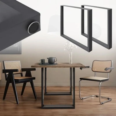 Abbildung von ECD Germany 2X Tischbeine aus Vierkantprofilen, 60 x 72 cm, Anthrazit, pulverbeschichtete Stahl, Industriedesign, Metall Tischkufen Tischuntergestell Tischgestell Möbelfüße, für Esstisch Schreibtisch