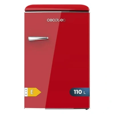 Abbildung von Cecotec Mini Retro Kühlschrank mit 110 L Bolero CoolMarket TT Origin Rot E. Kühlschrank, Klasse E, ICEBOX, LED Innenbeleuchtung, Chromgriff, Glasablagen, Flaschenöffner, Rot.