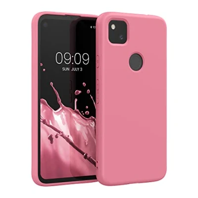 Abbildung von kwmobile Hülle kompatibel mit Google Pixel 4a gummierte TPU Silikon Handyhülle Schutzhülle für kabelloses Laden Case in Sweet Candy
