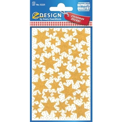 Abbildung von AVERY Zweckform 96 Aufkleber Weihnachten Sterne gold (Made in Germany, Weihnachtssticker Glanzpapier, selbstklebende Weihnachtsdeko Karten, Geschenke, Tüten) 2 Bogen/je 48 Sternsticker, 52806