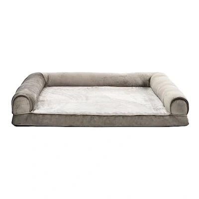 Abbildung von Amazon Basics Großes Hundebett/Sofa in U Form aus Schaumstoff, mit abnehmbarem, waschbarem Bezug, Braun, 91 x 69 17 cm (L W H)