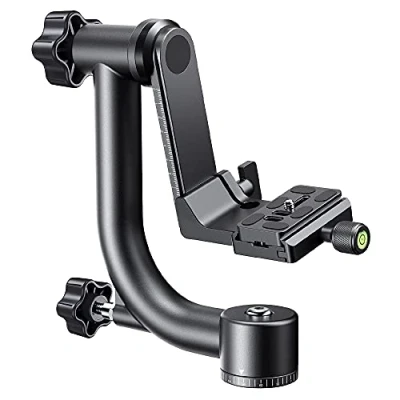 Abbildung von K&amp;F Concept Aluminium Gimbalkopf, Professional Heavy Duty Metall 360 Panorama Stativkopf mit 20 KG Tragkraft, Acra Swiss System,1/4&#039;&#039; Gewinde und Wasserwaage, ideal für Tier Sportfotografie