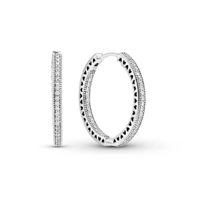 Abbildung von Pandora Sparkle Hearts HOOP Ohrringe, Damen, Größe: One Size, Sterling silver