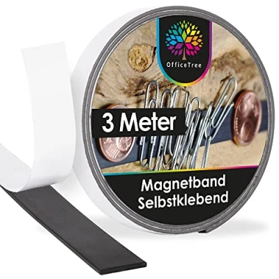 Abbildung von OfficeTree Magnet ® Magnetband 3 m selbstklebend für sichere Magnetisieru, Magnetisierung von Plakaten Fotos Papier