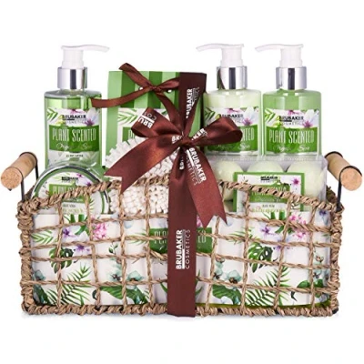 Abbildung von BRUBAKER Hautreinigungs Set Dusch und Badeset mit Aloe Vera Duft, 13 tlg., Damen Geschenkset in dekorativem Korb, Pflegeset für Frauen