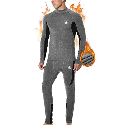 Abbildung von MeetHoo Thermounterwäsche Herren, Funktionsunterwäsche mit Rollkragen Skiunterwäsche Winter Thermowäsche Set Atmungsaktiv Thermo Unterwäsche Warm Thermounterhemd &amp; Thermohosen für Männer