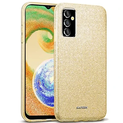 Abbildung von Verco Schutzhülle für Samsung Galaxy A13 5G Case, A04s Glitzer Motiv Handyhülle 5G, Hülle Silikon TPU Cover, Gold