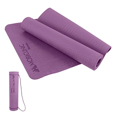 Abbildung von Mobiclinic®, Yogamatte, Europäische Marke, Inklusive Trageriemen, 6mm dick, Rutschfest, Abwaschbar, Wasserfest, Fitness,181x61x0,6 cm, Flexibel, TPE, Farbe Lila