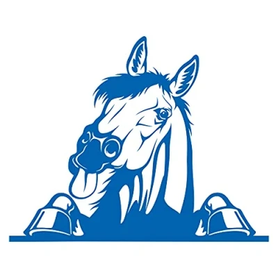 Abbildung von Finest Folia Aufkleber Peeking Animals Tiere Deko Sticker selbstklebend wasserfest für Auto Kühlschrank Laptop Koffer Autoaufkleber K151 (Azurblau, 14 Pferd)