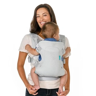 Abbildung von Infantino Atmungsaktive Flip Convertible 4 in 1 Babytrage Ergonomisch und bequem Verstellbarer Taillengurt &amp; Plüschträger Leicht zu reinigen Für Babys von 3,6 bis 14,5 kg