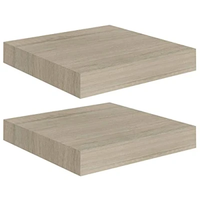 Abbildung von vidaXL 2X Wandregal Schwebend Hängeregal Wandboard Bücherregal Schweberegal Regalbrett CD DVD Regal Dekoregal Eichefarben 23x23,5x3,8cm MDF