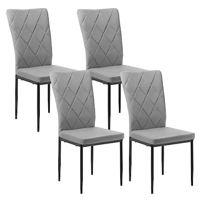 Abbildung von WOLTU Esszimmerstühle 4er Set, Küchenstuhl, Samtstuhl mit hoher Rückenlehne, Polsterstuhl Metallbeinen, für Esszimmer Esstisch Küche Wohnzimmer Büro, Dunkelgrau, BH379dgr 4