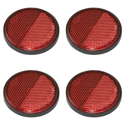 Abbildung von 4er Pack Reflektoren rot rund selbstklebend mit Grundplatte für mehr Sicherheit im Straßenverkehr E4 geprüft, Ø 58mm