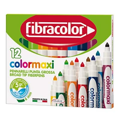Abbildung von FIBRACOLOR Colormaxi Filzstifte mit breiter, konischer Spitze, superwaschbar, 12 Stück