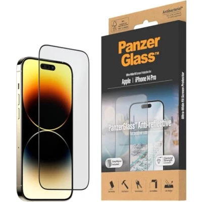 Abbildung von PanzerGlass™ Anti Reflective Displayschutz für iPhone 14 Pro kratzfestes, entspiegeltes Schutzglas mit matter Oberfläche Schutz bis zum Displayrand und Case Friendly Positionierhilfe