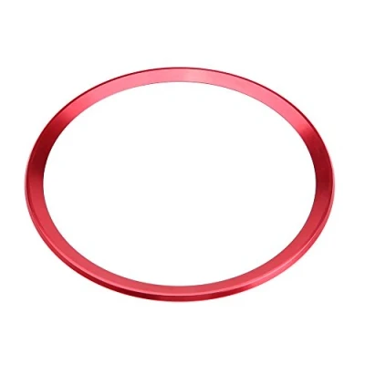 Abbildung von Keenso Auto Lenkrad Ring, Emblem Ringe Aluminiumlegierung Ring Verkleidung mit selbstklebendem Band Ersatz für A1 A3 A4 A5 A6 Q3 Q5 (Rot)