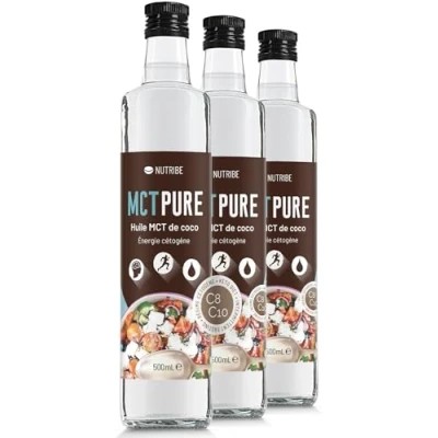 Abbildung von NUTRIBE MCT Öl PURE C8 C10 3x500ml Höchster Qualität, Mechanischer Destillation, 100% kokosnuss Gesund für Stoffwechsel, Gehirn, Herz