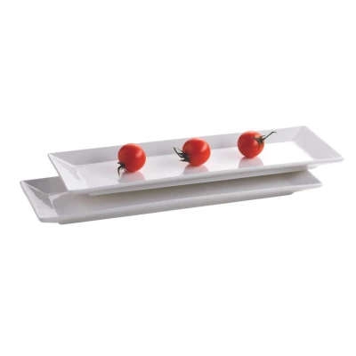 Abbildung von Mäser, Serie Trendy Line, Teller rechteckig 38 x 13 cm, im 2er Set, Weiß