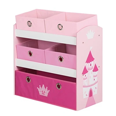 Abbildung von roba® Kinderregal Krone, rosa/pink, inklusive 5 Stoffboxen in 2 Größen