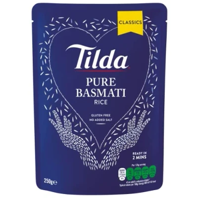 Abbildung von Tilda Gedämpfte Reis Beutel (einfacher Basmati Reis, 2 x 250 g)