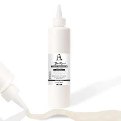Abbildung von Stofffarbe 500ml. Waschfeste Textilfarbe. T Shirt Farbe für helle Stoffe. Waschmaschinenfest, Waschbeständig. Textilmalfarbe, Stoffmalfarbe Fixierung durch Bügeln (Weiß)