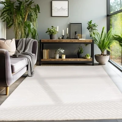 Abbildung von Designteppich Skandinavisches Boho Muster, SIMPEX24, Rechteckig, Höhe: 12 mm, Teppich Wohnzimmer Design Skandinavische Stil Natur Optik
