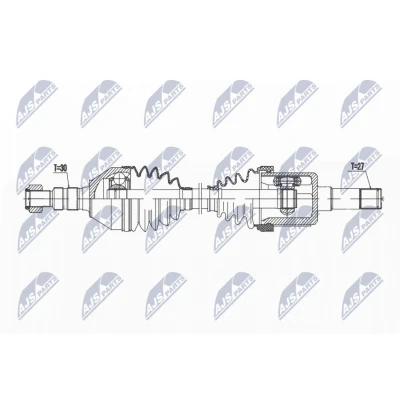 Abbildung von NTY NPW PL 143 Antriebswelle Vorderachse links 565 Automatikgetriebe