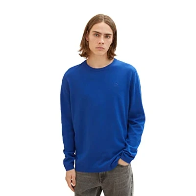 Abbildung von TOM TAILOR Denim Herren 1039943 Basic Crew Neck Strick Pullover, 14531 shiny royal Blue, M
