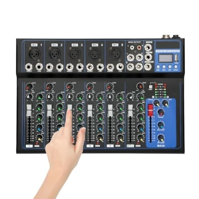 Abbildung von Professioneller Audio Mixer 7 Kanal 2 Bus Mixer/mit USB Schnittstelle bluetooth Mischpult für die Aufnahme von DJ Bühnen Karaoke Musikanwendungen