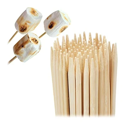 Abbildung von Relaxdays Bambus Holzspieße 300er Set, Schaschlikspieße 40cm lang, Stäbchen f. Marshmallows, Zuckerwatte, Ø 4 mm, Natur