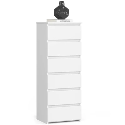 Abbildung von Home Collective Kommode 40 cm breit Holz Highboard Sideboard für Flur Schlafzimmer Wohnzimmer (Mehrzweckschrank Schrank schmal mit Schubladen), sechs Schubladen, 109 hoch, viel Stauraum, weiß