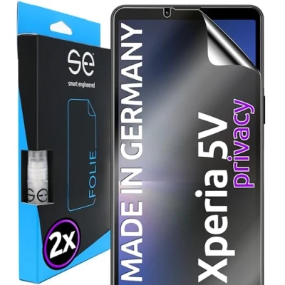Abbildung von 2x se® 3D SCHUTZFOLIE Privacy für Sony Xperia 5V, Anti Spy, 100% Fingerabdruck &amp; FaceID kompatibel, einfache blasenfreie Installation, Blickschutz, Stoß Kratzfest TPU Material, aus Deutschland