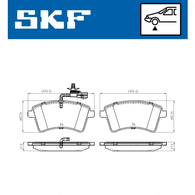 Abbildung von SKF VKBP 80326 E Bremsbelagsatz inkl. Verschleißwarnkontakt