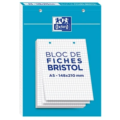 Abbildung von Oxford Karteikartenblock 2.0, gelocht, 148 x 210 mm, kleine Karos, 5 30 Steckplätze, Weiß