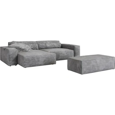 Abbildung von Ecksofa Sirpio XL 270x170 cm Mikrofaser Taupe Recamiere variabel mit Hocker