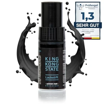 Abbildung von King Kong State Lackstift SCHWARZ MATT 1 Schicht Lack zur Ausbesserung von Steinschlägen und Kratzern am Auto (MATT)
