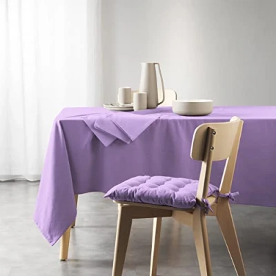 Abbildung von Douceur d&#039;Intérieur, Tischdecke, rechteckig, 140 x 240 cm, Mistral, Flieder, recycelte Baumwolle